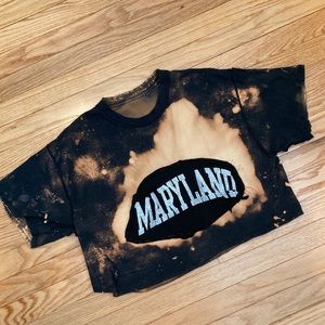 🐢University of Maryland bleached crop t-shirt